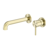 Zen Ss316L Wall Basin/Bath Nero Mixer Separate Back Plate 185Mm Spout - Brushed Gold